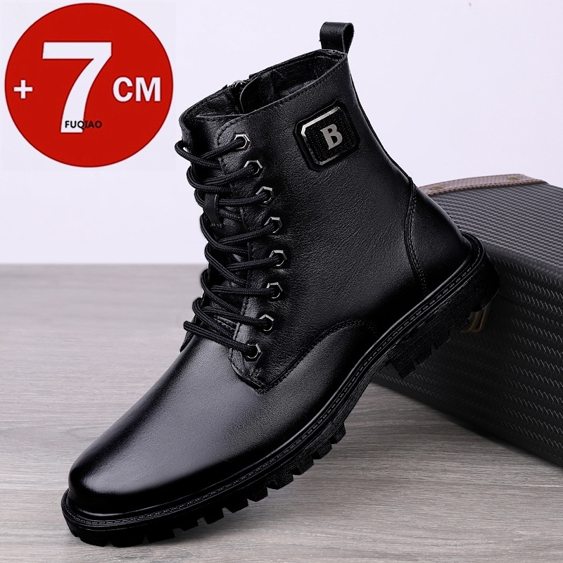 Men'S Shoes Hoka Sale - Herren-Elevator-Stiefel aus echtem Leder, Winter, warm