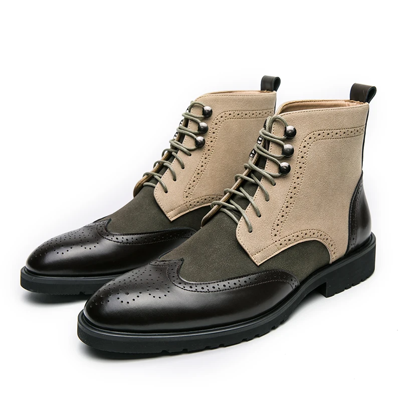 Men'S Shoes Brogues - Schwarze Retro-High-Top-Brogue-Schuhe für Herren mit spitzer