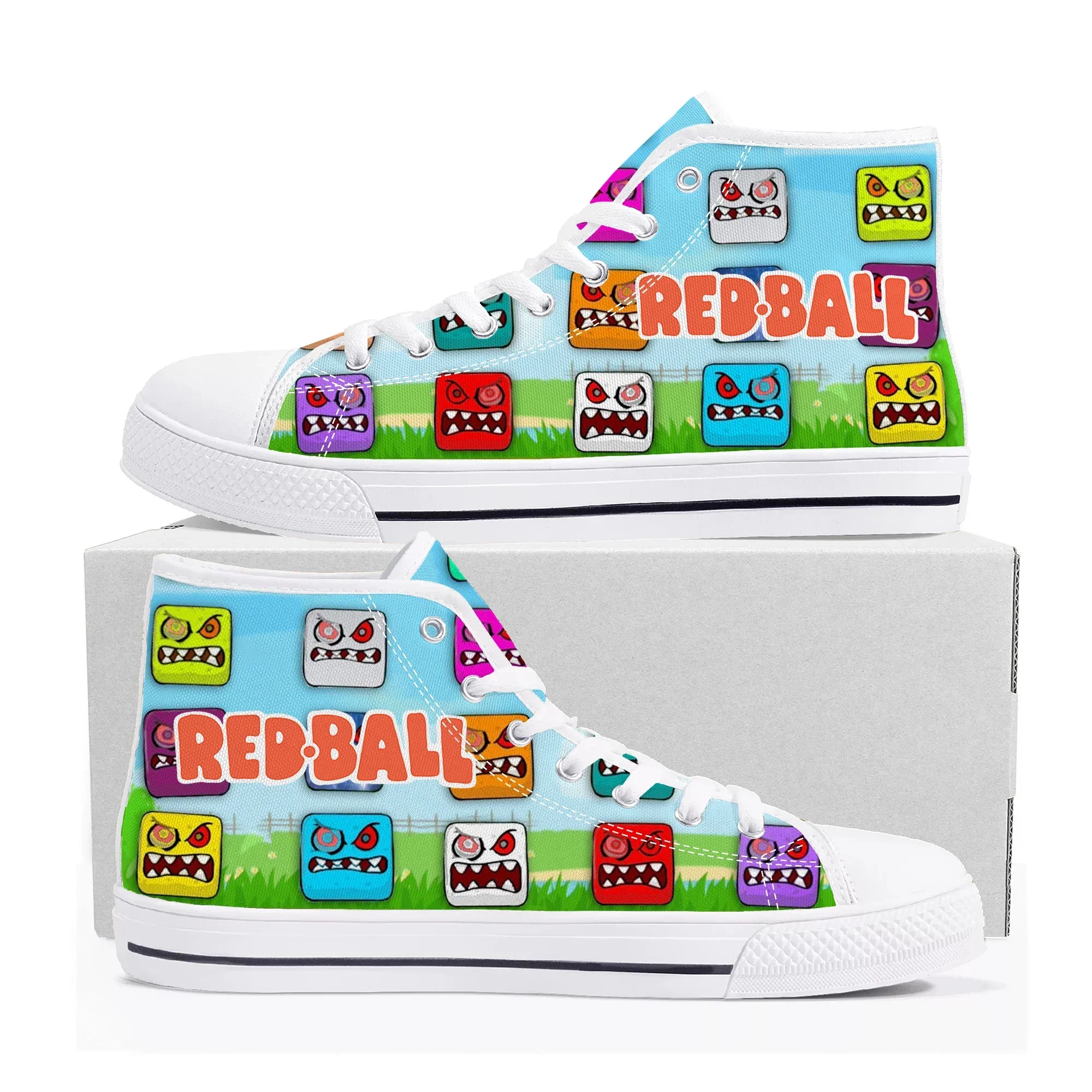 Men Shoes Red - Red Ball High-Top-Sneaker, Hot Cartoon Game,