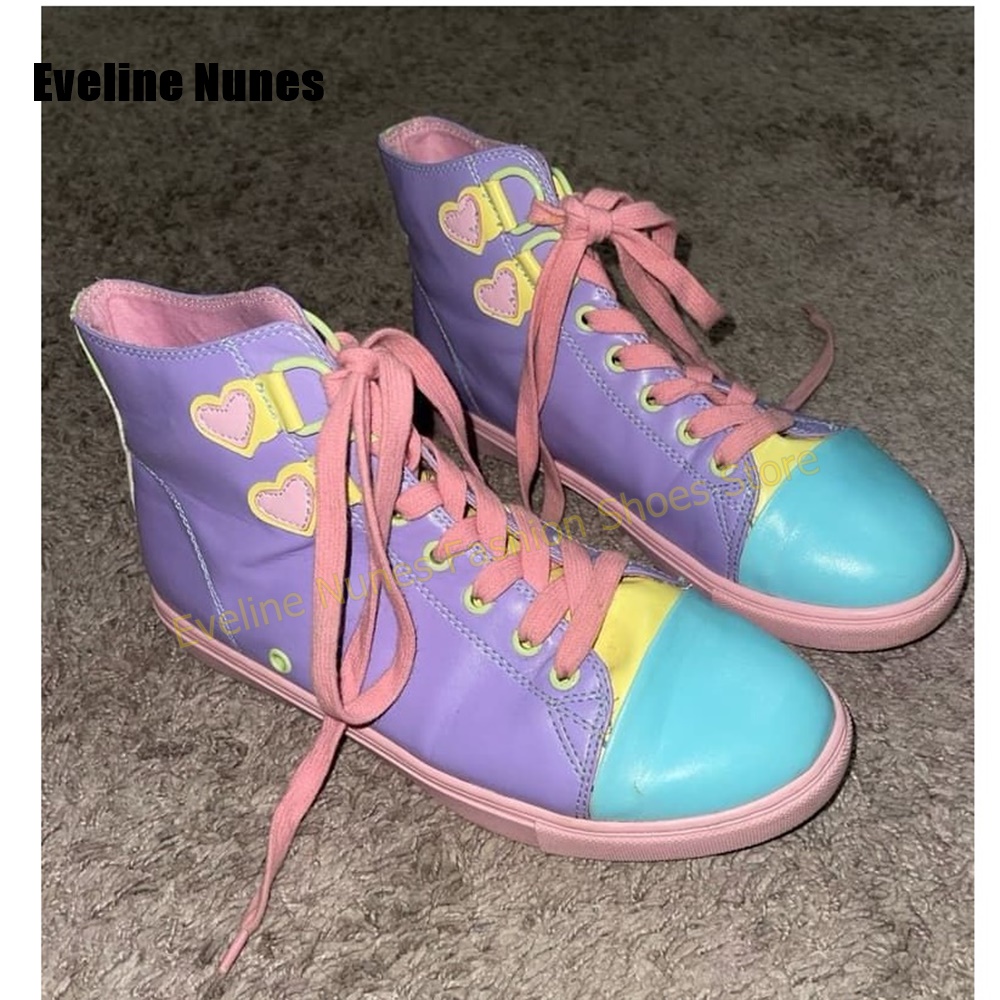 Casual Sneaker Low - Y2K Mädchen Süße High-Top Sneakers Farbblock