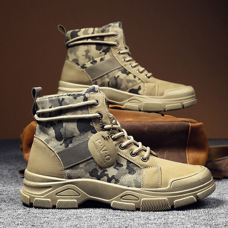 Men'S Shoes Hoka Sale - High-Top-Stiefel für Herren, Herbst-Camouflage-Wüsten-Freizeitschuhe, Herrenstiefel, atmungsaktive,