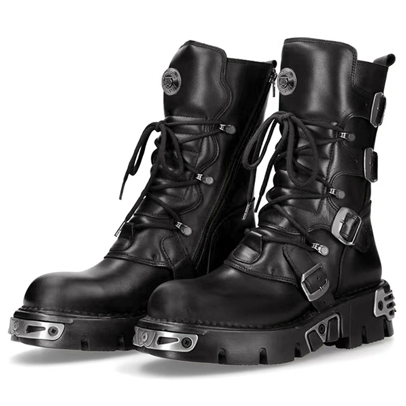 Men Shoes Trends - Männer Luxusmode Punk Gothic hohe Motorradstiefel