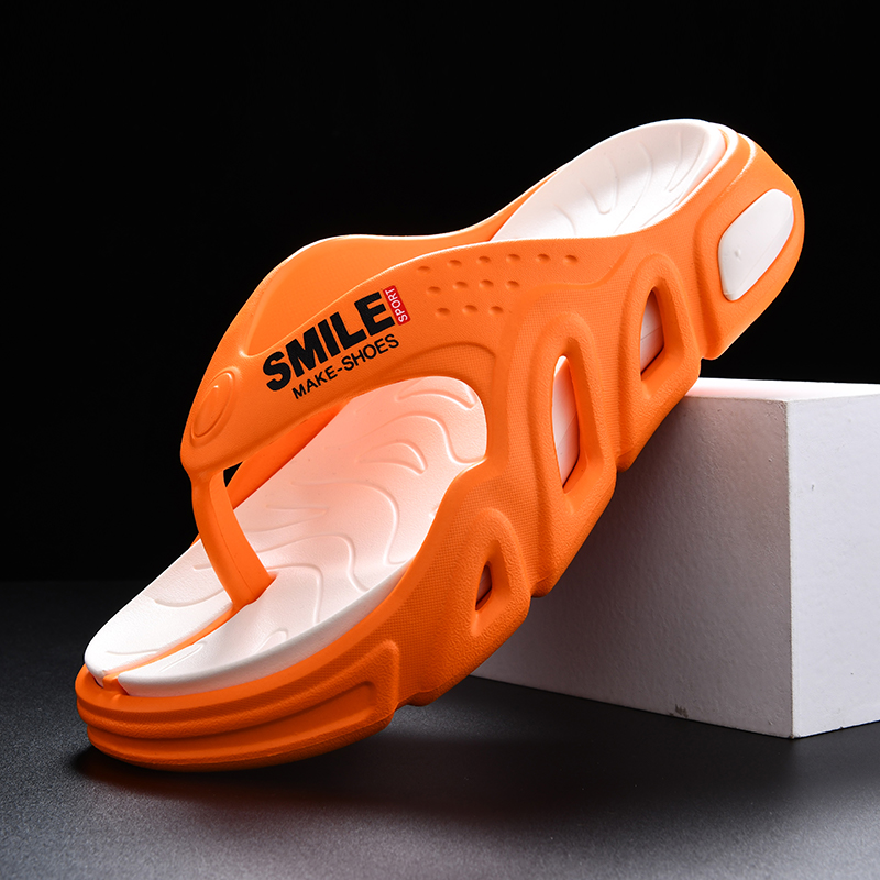 Men'S Shoes Hoka Sale - Sommerliche orangefarbene Plateau-Slipper für Herren, bequeme,