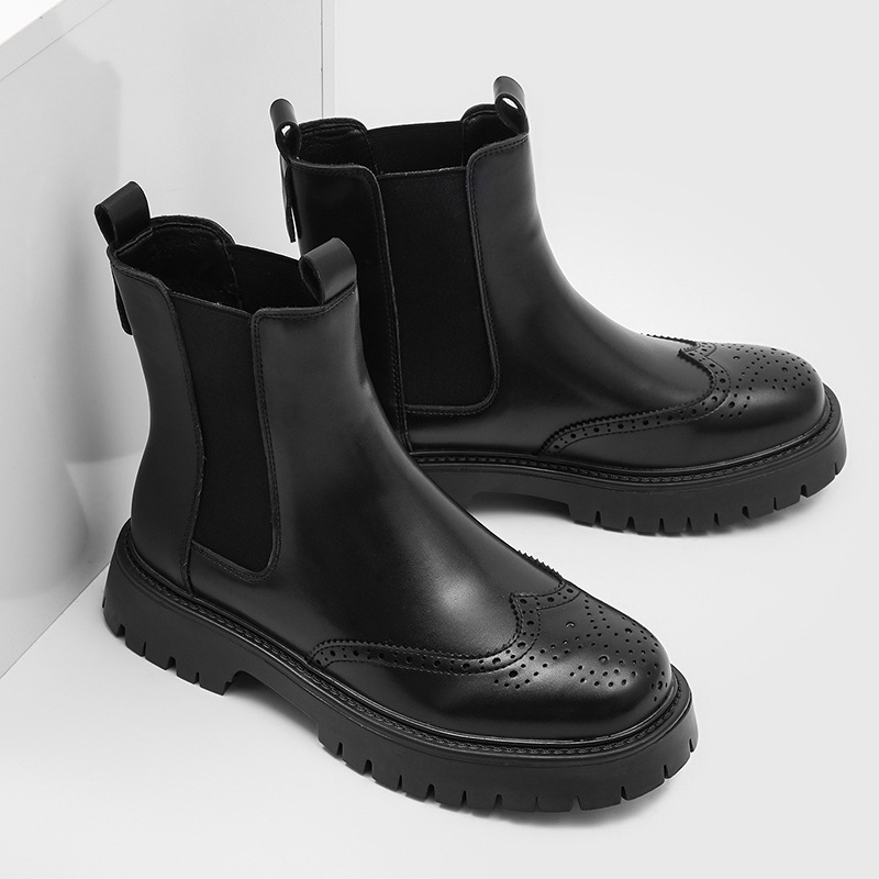 Men'S Shoes Brogues - Herrenmode echtes Leder Stiefel Markendesigner geschnitzte