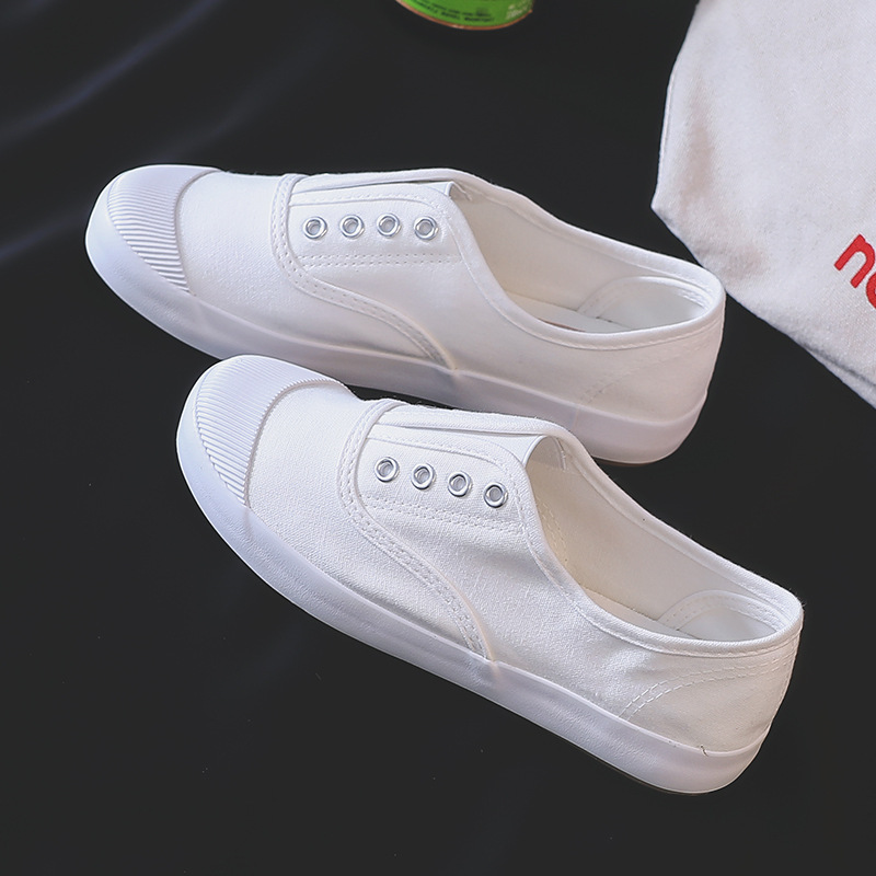 Casual Sneaker Low - Neue weiße Segeltuchschuhe für Damen, niedrige