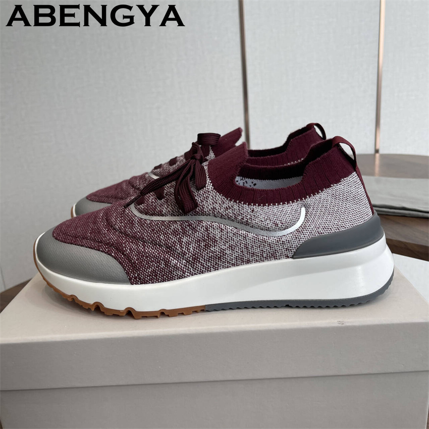 Men Shoes Trainers - Neue mehrfarbige gestrickte Loafer-Schuhe für Herren,