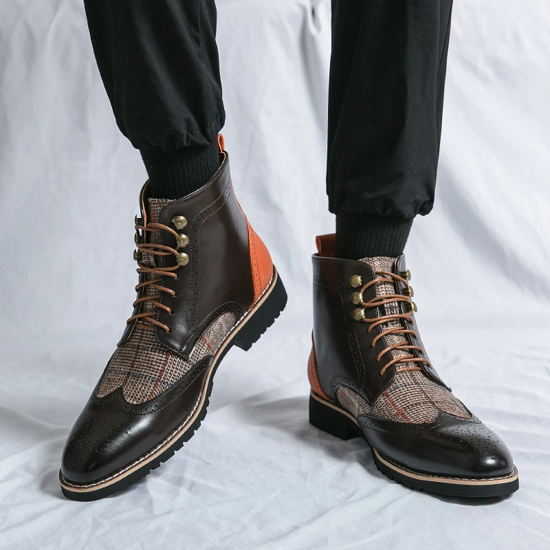 Schwarze Retro-High-Top-Brogue – Men'S Shoes Brogues Bewertung und Preis