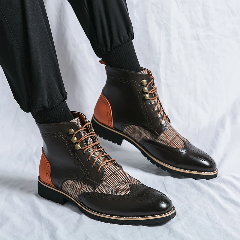 Schwarze Retro-High-Top-Brogue – Men'S Shoes Brogues Bewertung und Preis