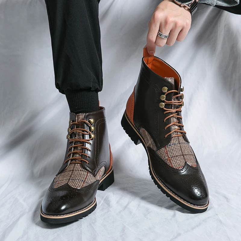 Schwarze Retro-High-Top-Brogue – Men'S Shoes Brogues Bewertung und Preis