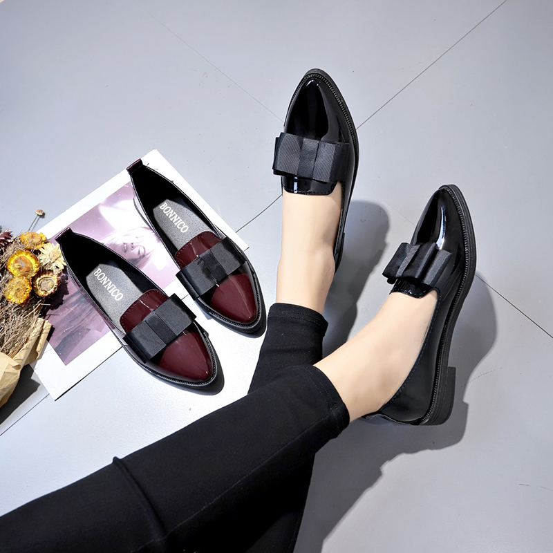 Schwarze/Weinrote Lackleder-Sp – Dress Shoe Pointed Bewertung und Preis