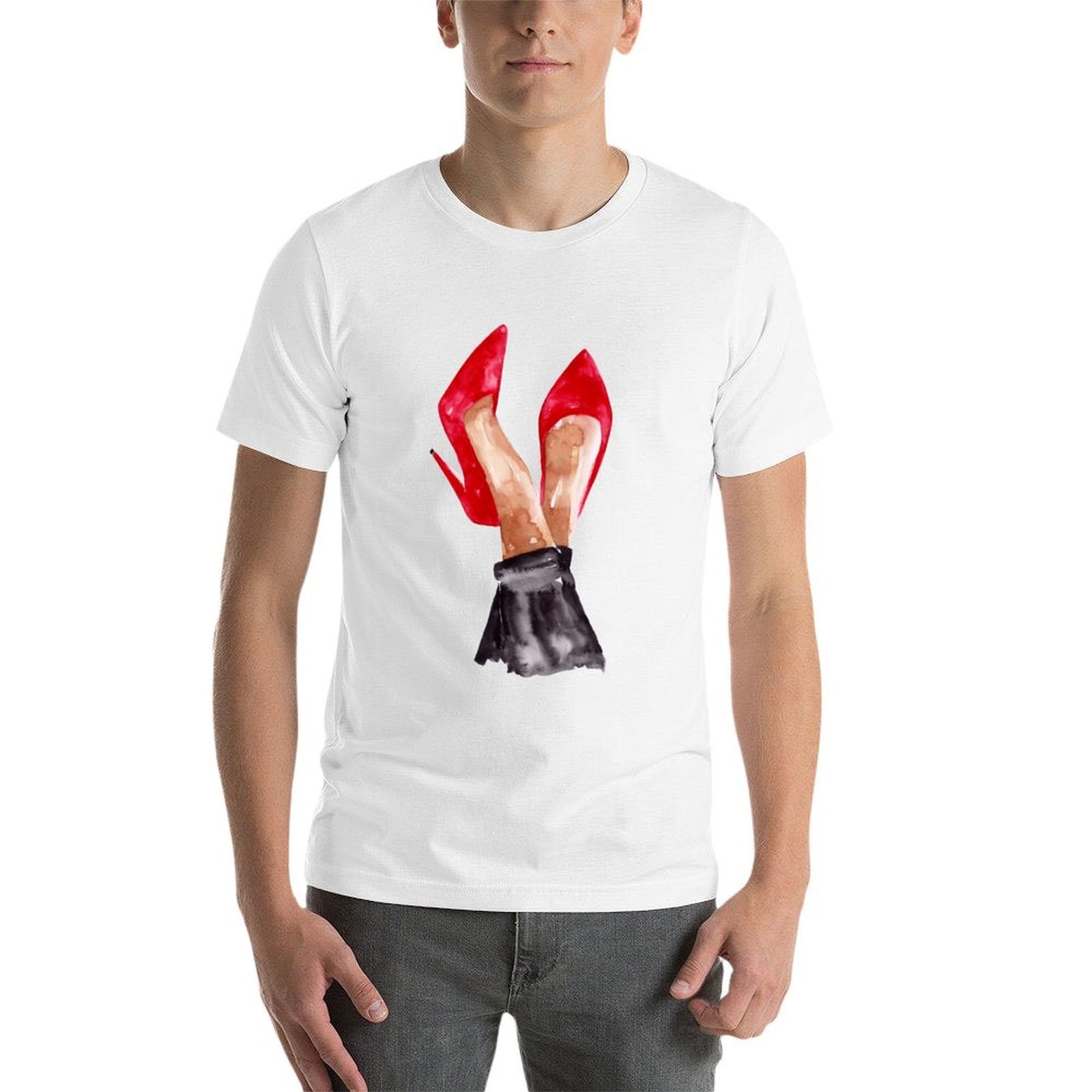 T-Shirt mit Aquarell-Illustrat – Men Shoes Illustration Bewertung und Preis
